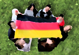 People around the flag of Germany